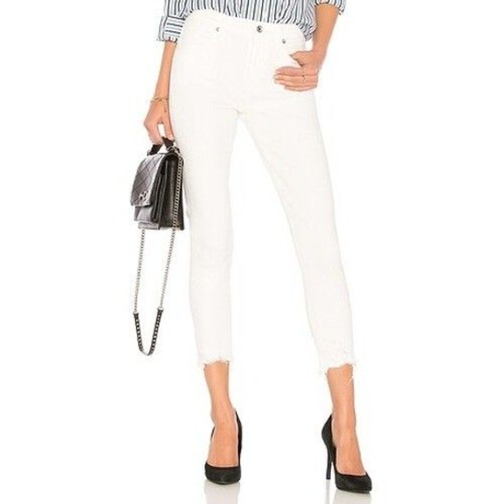Agolde Sophie Skinny Jeans Women 29 White High Rise Raw Hem A018-1013